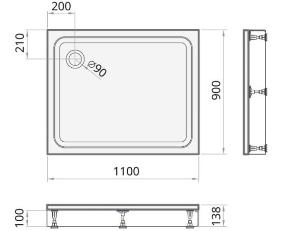 PAA Largo Dušas Paliktnis 140x90cm Jaunumi Sadz. tehnika