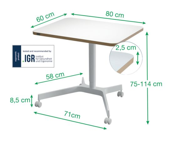 Leitz Ergo neliels galds darbam sēdus un stāvus Biroja galdi