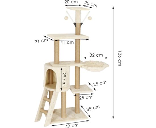 Кошачье дерево с домиком Springos PA1041 136 см Кошачьи домики