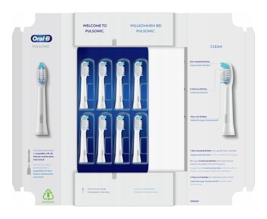 Końcówka Braun Oral-B Pulsonic Clean sztuk brush head (white) Uzgaļi elektriskajām zobu birstēm