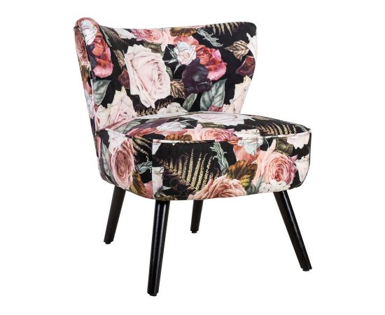 Atpūtas krēsls LA PERLA 63x73xH76cm, materiāls: samta audums, krāsa: puķains Jaunumi -Dārzam