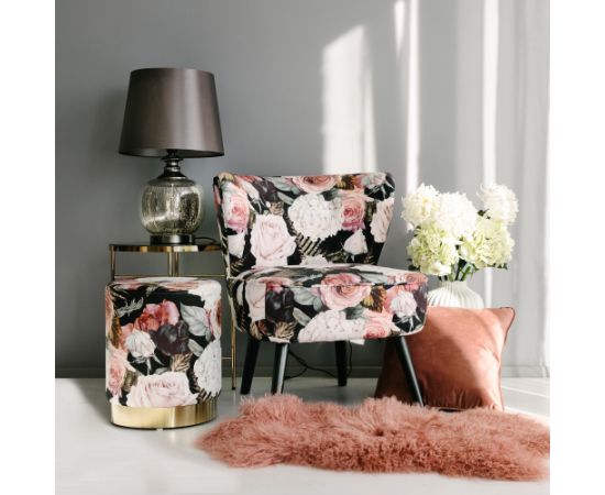 Atpūtas krēsls LA PERLA 63x73xH76cm, materiāls: samta audums, krāsa: puķains Jaunumi -Dārzam