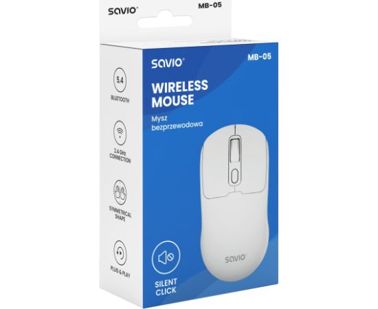 Savio MB-05 mouse Universal Ambidextrous Bluetooth 1600 DPI Мыши