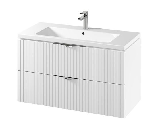 Vannas istabas skapis TIRSO balts ar izlietni Como 100 Izlietnes skapis, plaukts