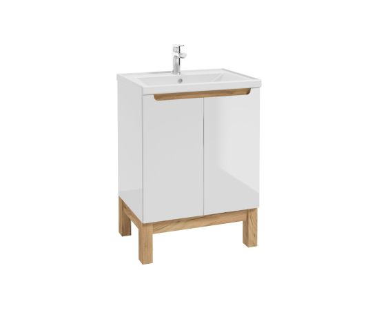 Шкафчик для ванной  DEFTRANS Space с раковиной  60 cm, белый/дуб Izlietnes skapis