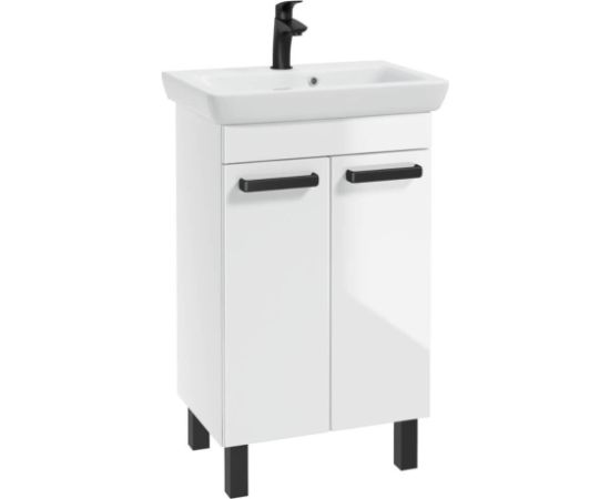 Шкафчик для ванной CAPRI Deftrans с раковиной Porto 55 с черными ручками Izlietnes skapis