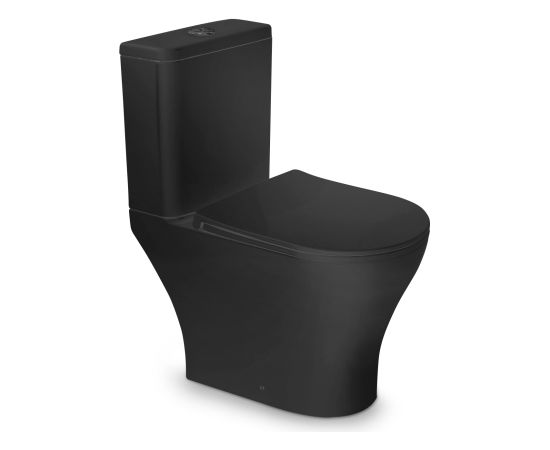 Унитаз VENTO Harstad Rimless с сиденьем Duroplast Soft Close  черный матовый, горизонтальный выпуск 3.6l, подача воды снизу Крупная бытовая техника