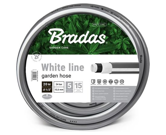 Шланг садовый WHITE LINE 5/8'-20 m, серый Поливочный шланги