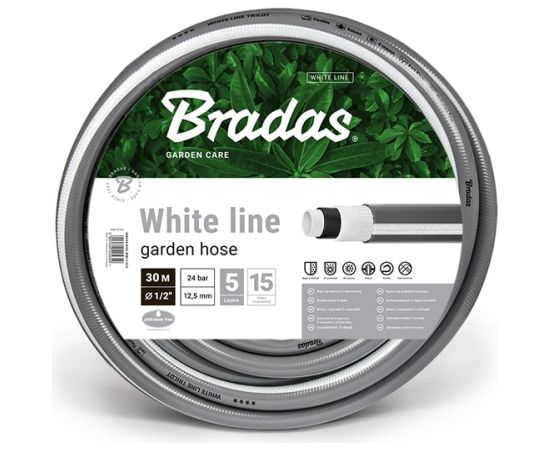 Шланг садовый WHITE LINE 1/2'-30 m, серый Поливочный шланги