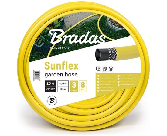 Dārza šļūtene SUNFLEX 1/2'-30 m, dzelt. Laistīšanas šļūtene 