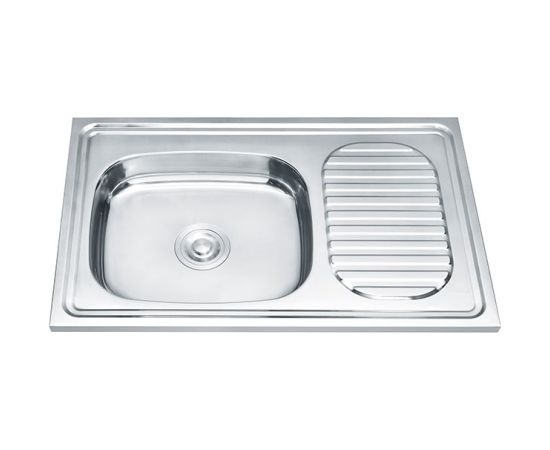 Nerūsējoša tērauda izlietne TREDI 75X40 kreisā auduma struktūra, iegriežama Jaunumi Sadz. tehnika