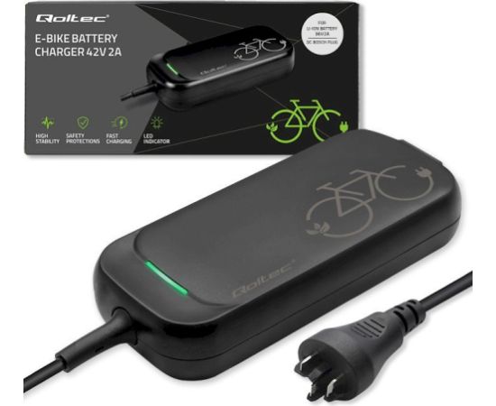 Qoltec 50762 Зарядное устройство для электровелосипеда 36V / 42V / 2A Elektro Auto lādēšanas piederumi