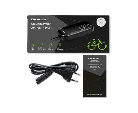 Qoltec 50762 Зарядное устройство для электровелосипеда 36V / 42V / 2A Elektro Auto lādēšanas piederumi