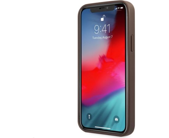 Guess PU 4G Metal Logo Case Aizsargapvalks priekš iPhone 12/12 Pro / brūns Neoriģinālie Maciņi