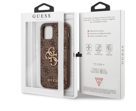 Guess PU 4G Metal Logo Case Aizsargapvalks priekš iPhone 12/12 Pro / brūns Neoriģinālie Maciņi