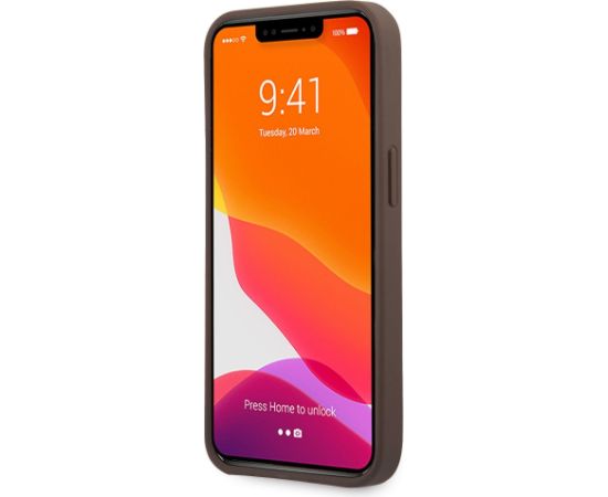 Guess PU 4G Metal Logo Case Aizsargapvalks priekš iPhone 13 / brūns Neoriģinālie Maciņi