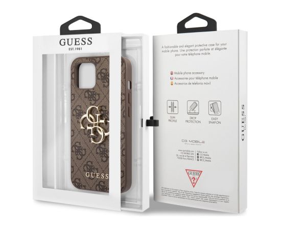 Guess PU 4G Metal Logo Case Aizsargapvalks priekš iPhone 13 / brūns Neoriģinālie Maciņi