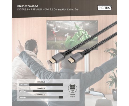 Digitus 8K HDMI Ultra High Speed Connection Cable DB-330200-020-S 2 m  Кабель HDMI