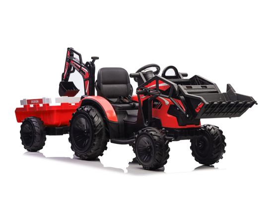 Lean Cars Battery-Powered Excavator with Trailer SX2068 Red Новости - Детские товары