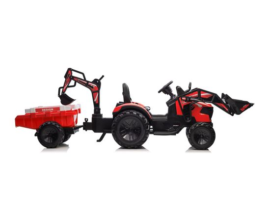 Lean Cars Battery-Powered Excavator with Trailer SX2068 Red Новости - Детские товары