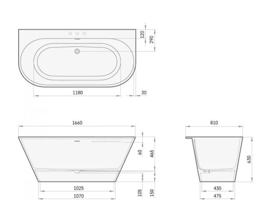 PAA Deco Wall Brīvi Stāvoša Akmens Masas Vanna Bēša Крупная бытовая техника
