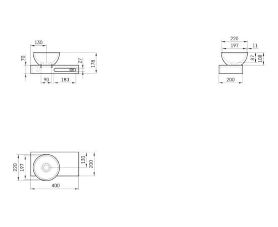 PAA DO Akmens Masas Izlietne Ar Plauktu Matēta Pelēka Jaunumi Sadz. tehnika