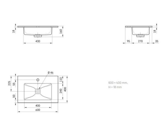 PAA Mini Loto 600 Akmens Masas Vannas Istabas Izlietne Balta Jaunumi Sadz. tehnika