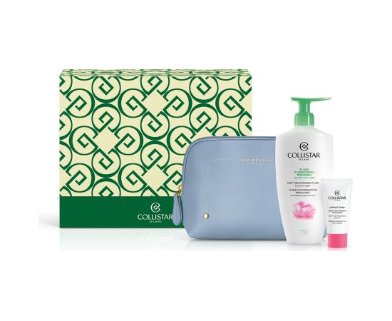 Set Collistar: Special Perfect Body - Deep Moisturizing Fluid, Italian Peony Extract, Hydrating, Day, Body Lotion, 400 ml + Idro-Attiva+, Deep Moisturizing, Gel Cream, Face, 25 ml + The Bridge, GWP Textile Pouch, Blue Dāvanu komplekti
