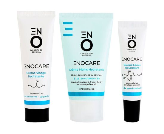 Set Codexial: Enocare, Vitamin B5, Hydrating, Hand Cream, 50 ml + Enocare, Vitamin B5, Hydrating & Repairing, Lip Balm Treatment, 15 ml + Enocare, Glycerin, Hydrating, Cream, For Face, 30 ml Dāvanu komplekti