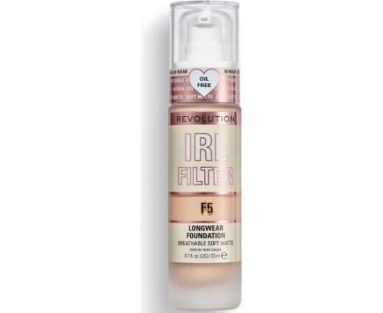 Makeup Revolution, IRL Filter, Oil Free, Long Wear, Cream Foundation, F5, 23 ml Sejas kopšana