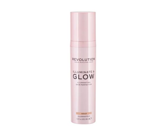 Makeup Revolution, Glow & lluminate, Liquid Highlighter, Gold, For Face, 40 ml Dekoratīvā kosmētika