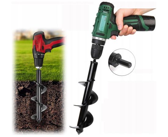 Geko WIERTŁO DO GLEBY 10x80cm /SILVER Zemes un ledus urbji