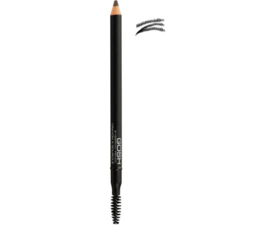Gosh, Gosh, Eyebrow Cream Pencil & Brush 2-In-1, 02, Black, 1.2 g Dekoratīvā kosmētika