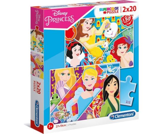 Set Duo, Clementoni, Supercolor, Disney Princess, Puzzle, For Girls, 3+ years, 2 x 20 pcs Пазлы