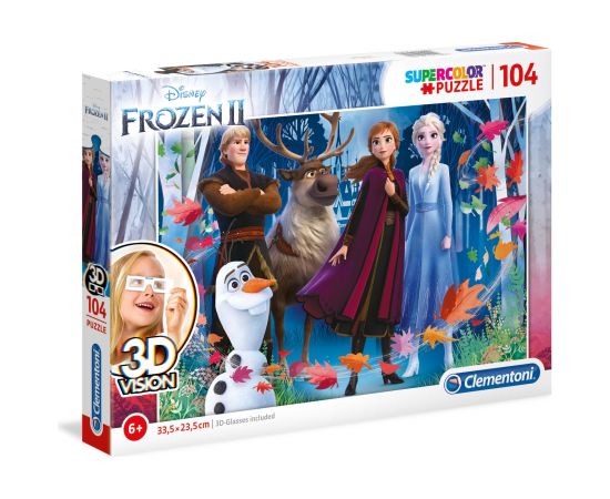 Clementoni, SuperColor, Frozen II 3D Vision, Puzzle, For Girls, 6+ years, 104 pcs Puzles