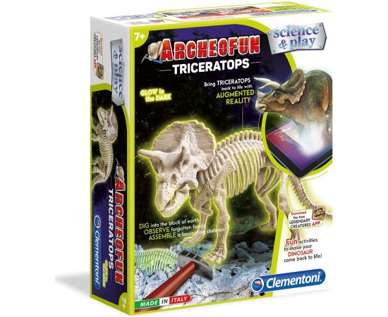 Clementoni, Science & Play, Archeofun Triceratops Glow in The Dark, Puzzle, 61723, Unisex, 7+ years Пазлы