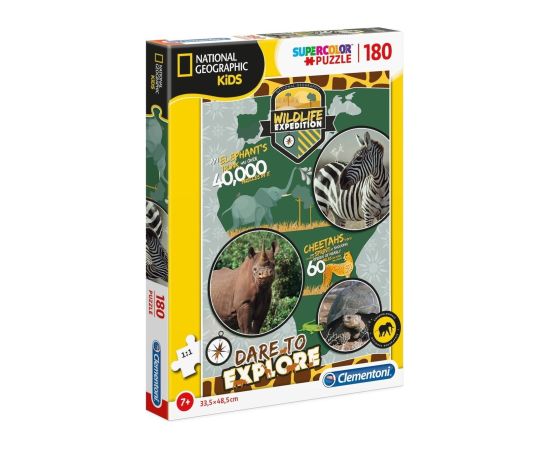 Clementoni, National Geographic Kids, Wildlife Expedition, Puzzle, Unisex, 7+ years, 180 pcs Пазлы