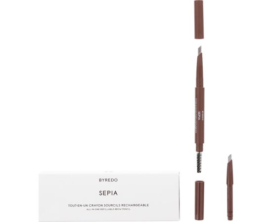 Byredo, All-In-One, Precision, Double-Ended, Eyebrow Cream Pencil & Brush 2-In-1, 02, Sepia, 0.5 g Dekoratīvā kosmētika