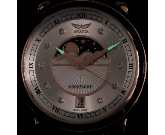 AVIATOR Douglas Moonflight Silver Diamonds Edition V.1.33.2.382.4 Rokas pulksteņi 