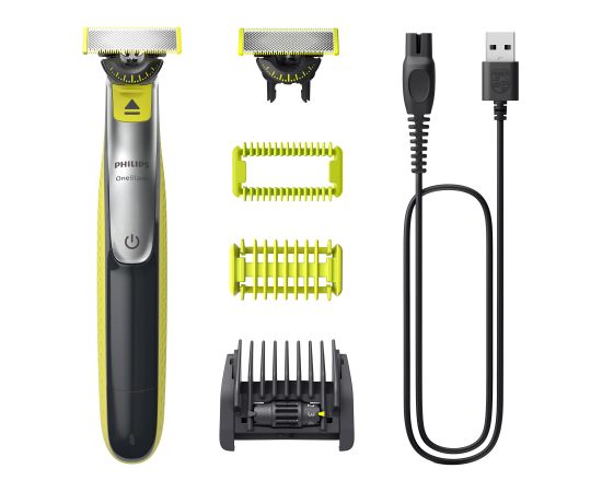 Philips OneBlade Face + Body QP2834/23, 1x Original blade, 1x 360 blade, 5-in-1 comb (1,2,3,4,5 mm), 60 min run time/4hour charging / QP2834/23 Matu, Bārdas, Ķermeņa trimmeri