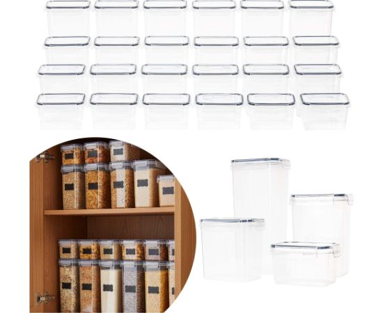 Springos Контейнеры, кухонные органайзеры для продуктов, набор из 24 штук с наклейками, прозрачные. Мебель для прихожей