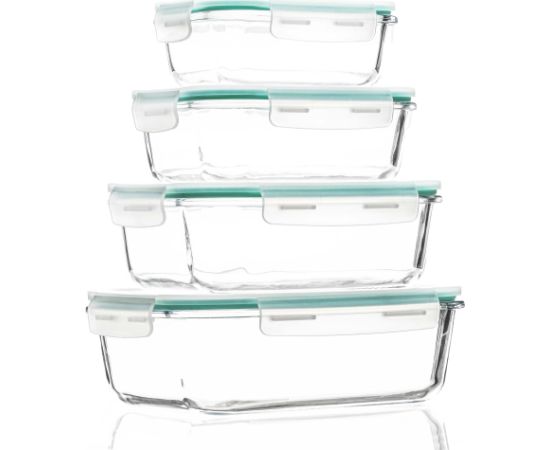 Springos Pārtikas uzglabāšanas trauki, virtuvei ar vākiem, 4 gab., stikls, caurspīdīgi Priekšnama mēbeles