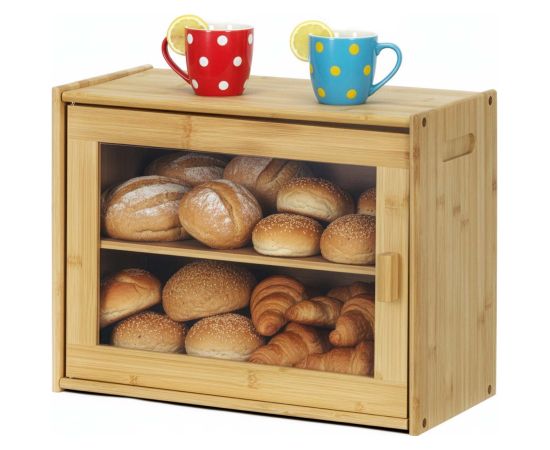 Springos Двухъярусная хлебница, контейнер для хранения хлеба, кухонный хлебный шкаф, бамбук Мебель для прихожей