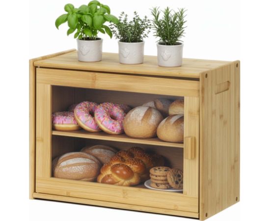 Springos Двухъярусная хлебница, контейнер для хранения хлеба, кухонный хлебный шкаф, бамбук Мебель для прихожей