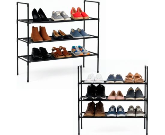 Springos Обувная полка, трехъярусная, металлический шкаф с полками, 70x72x28 см, черная. Мебель для прихожей