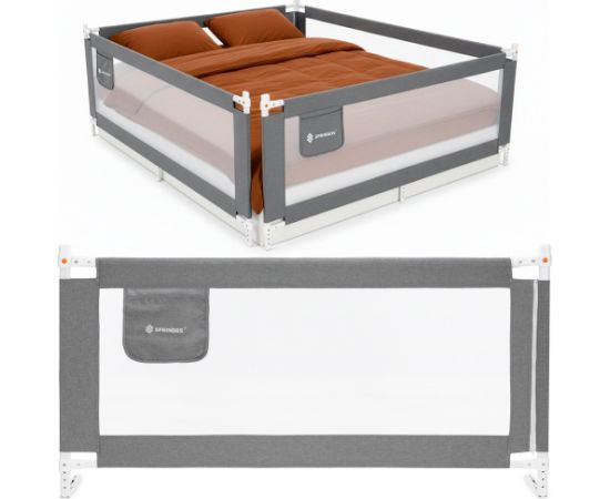 Springos Drošības gultas margas 160 cm, universālas, aizsargājošas, bērniem, salokāmas, pelēkas Manēžas, Sētiņas