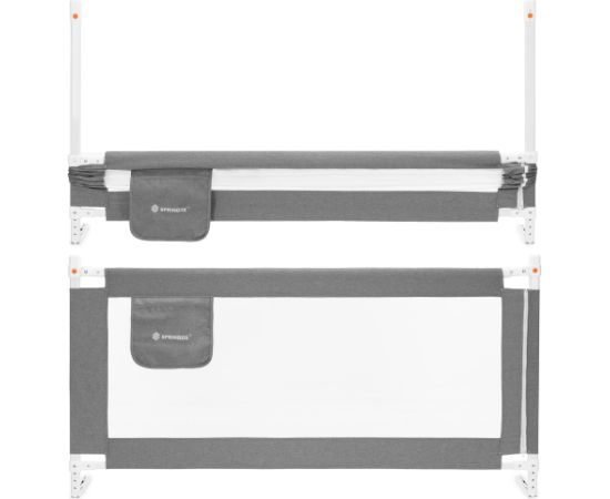 Springos Drošības gultas margas 160 cm, universālas, aizsargājošas, bērniem, salokāmas, pelēkas Manēžas, Sētiņas