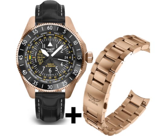 Aviator GMT Darius ir Girėnas. Skrydis per Atlantą V.1.37.2.292.5.4 Rokas pulksteņi 