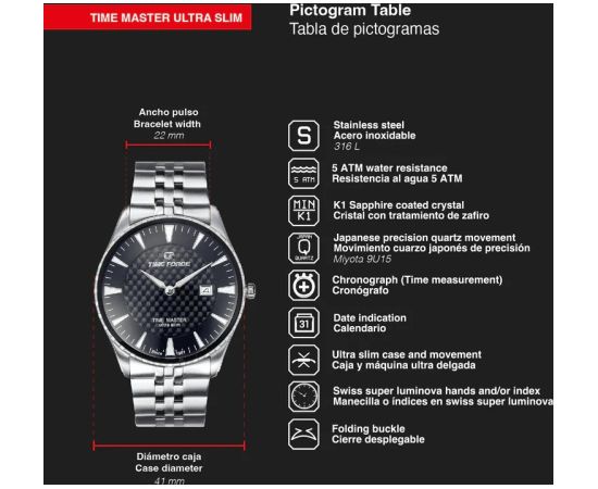 TIME FORCE Time Master Ultra Slim TF5041MAN-01M Наручные часы