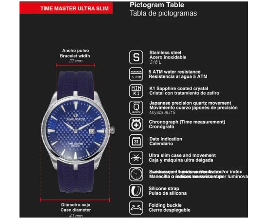 TIME FORCE Time Master Ultra Slim TF5041M-03 Наручные часы